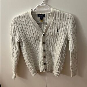 Polo by Ralph Lauren Men's White Cable Knit Cardigan